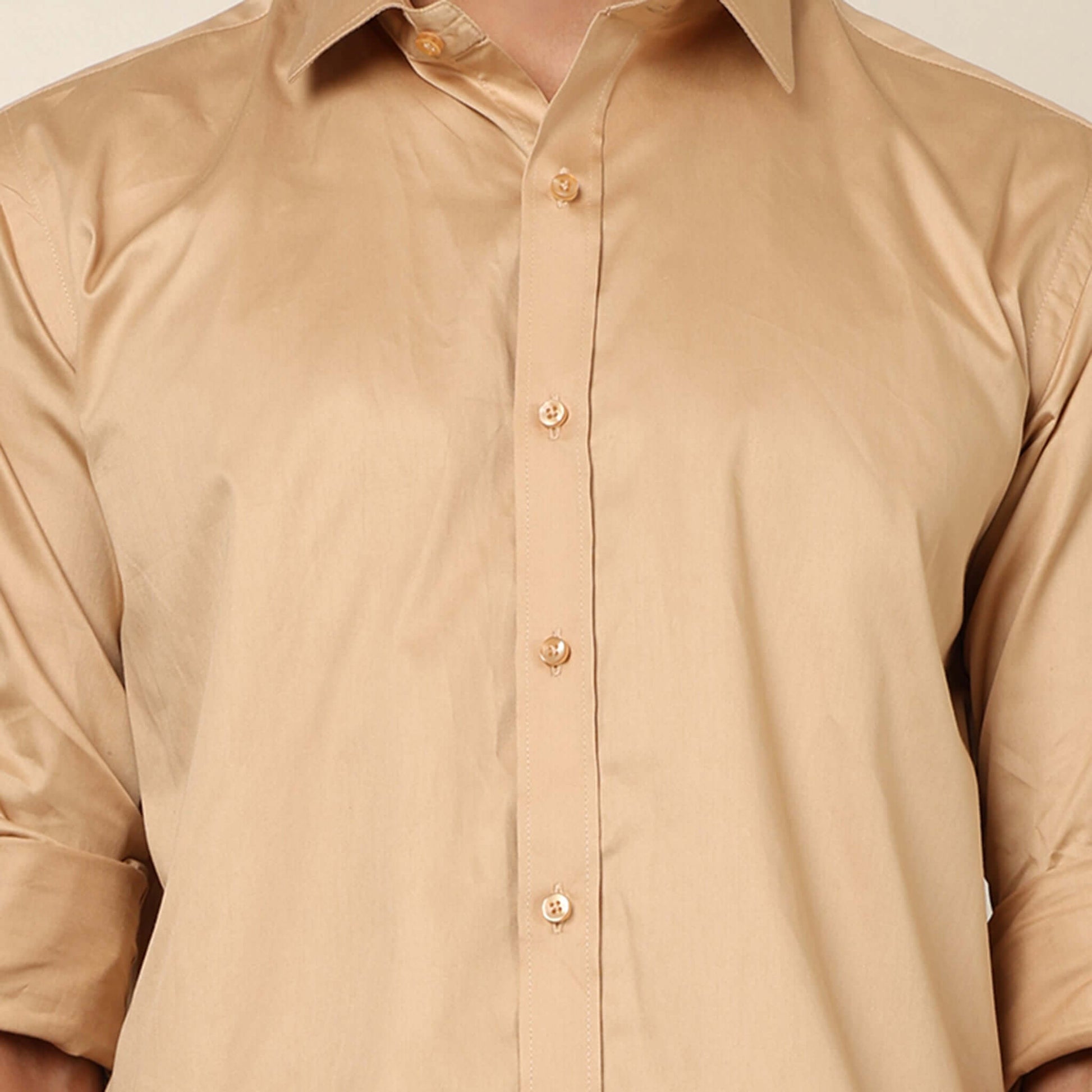 Comfy & Casual Desert Sand Cotton Satin Shirt. Regular Fit, Long Sleeves. Perfect Pool Party, Brunches, After Party, Date Night & Travel Shirt. Brand- Crease India