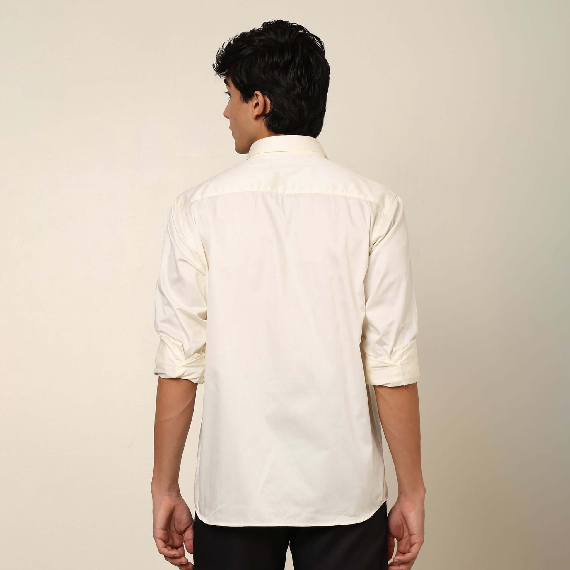 Comfy & Casual Crisp White Cotton Satin Shirt. Regular Fit, Long Sleeves. Perfect Pool Party, Brunches, After Party, Date Night & Travel Shirt. Brand- Crease India