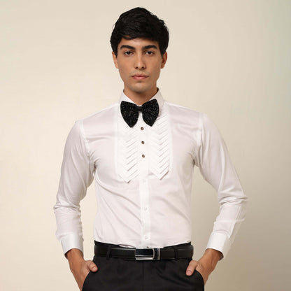 Skyline Designer White Tuxedo Shirt for Men