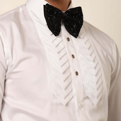 Skyline Designer White Tuxedo Shirt for Men