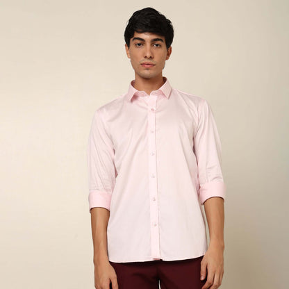 Comfy & Casual Pink Cotton Satin Shirt. Regular Fit, Long Sleeves. Perfect Pool Party, Brunches, After Party, Date Night & Travel Shirt. Brand- Crease India