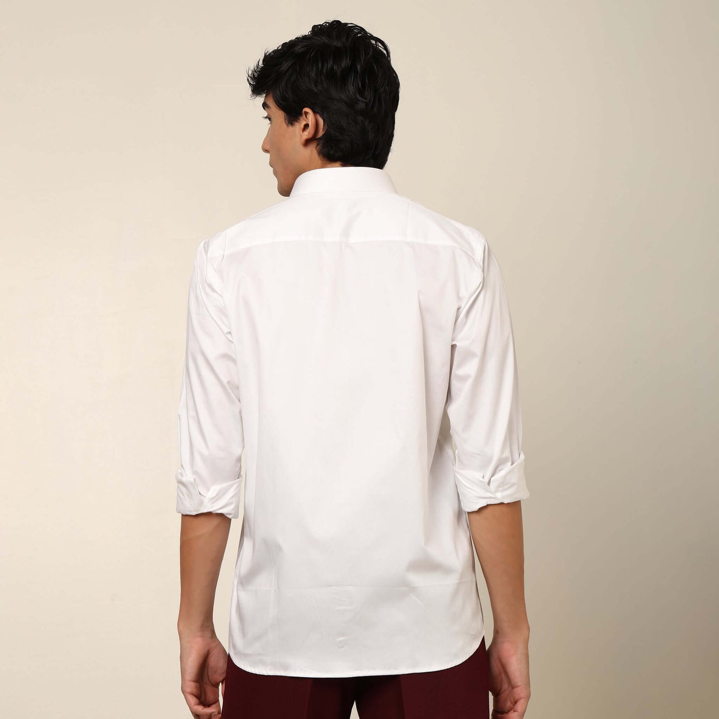 Comfy & Casual Pearl White Cotton Satin Shirt. Regular Fit, Long Sleeves. Perfect Pool Party, Brunches, After Party, Date Night & Travel Shirt. Brand- Crease India