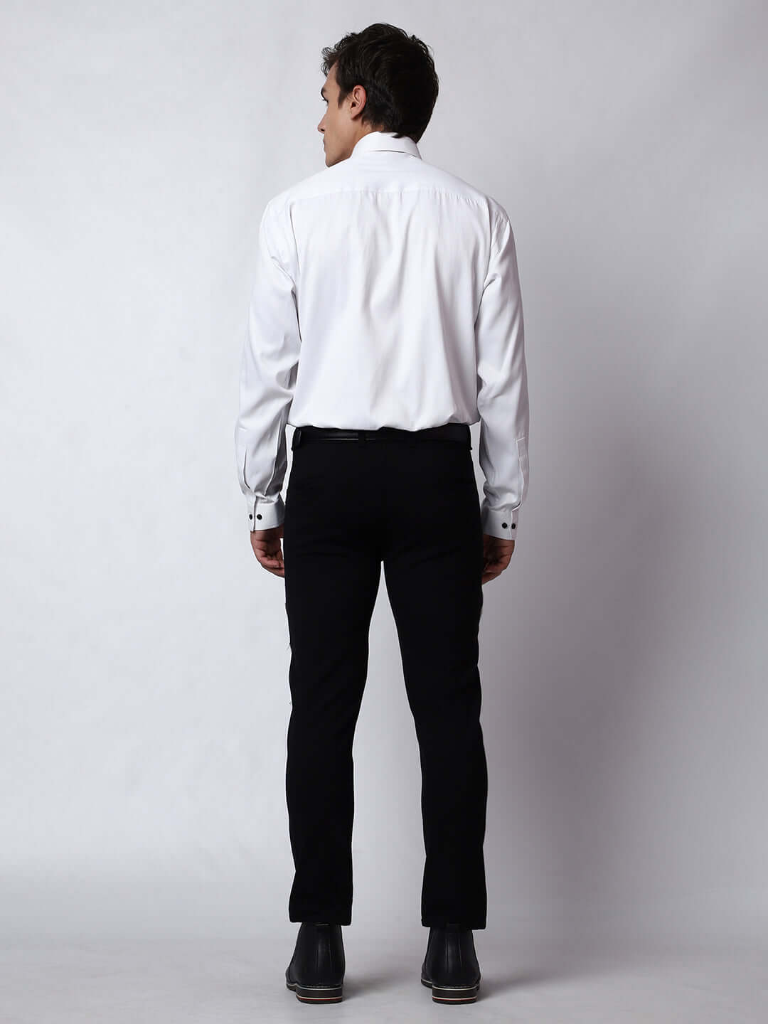 Lace Embellished Tuxedo Shirt for Men, perfect for weddings. galas, prom nights, black tie events, and other formal events. Shop this designer white tuxedo shirt for men on Crease India Website.