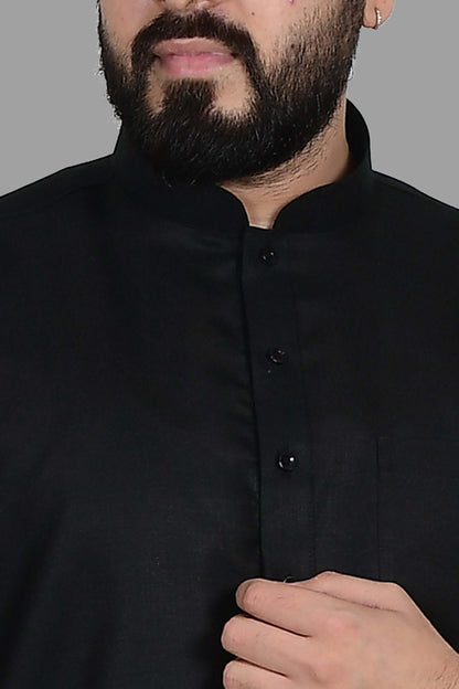 Black Cotton Kurta for Men, perfect for election campaign, weddings, festivals, casual outings or even dailywear. Shop this cotton kurta for men on Crease India Website.