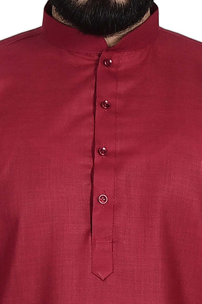 Red Cotton Kurta Set for Men, perfect for election campaign, weddings, festivals, casual outings or even dailywear. Shop this men's kurta set on Crease India Website.