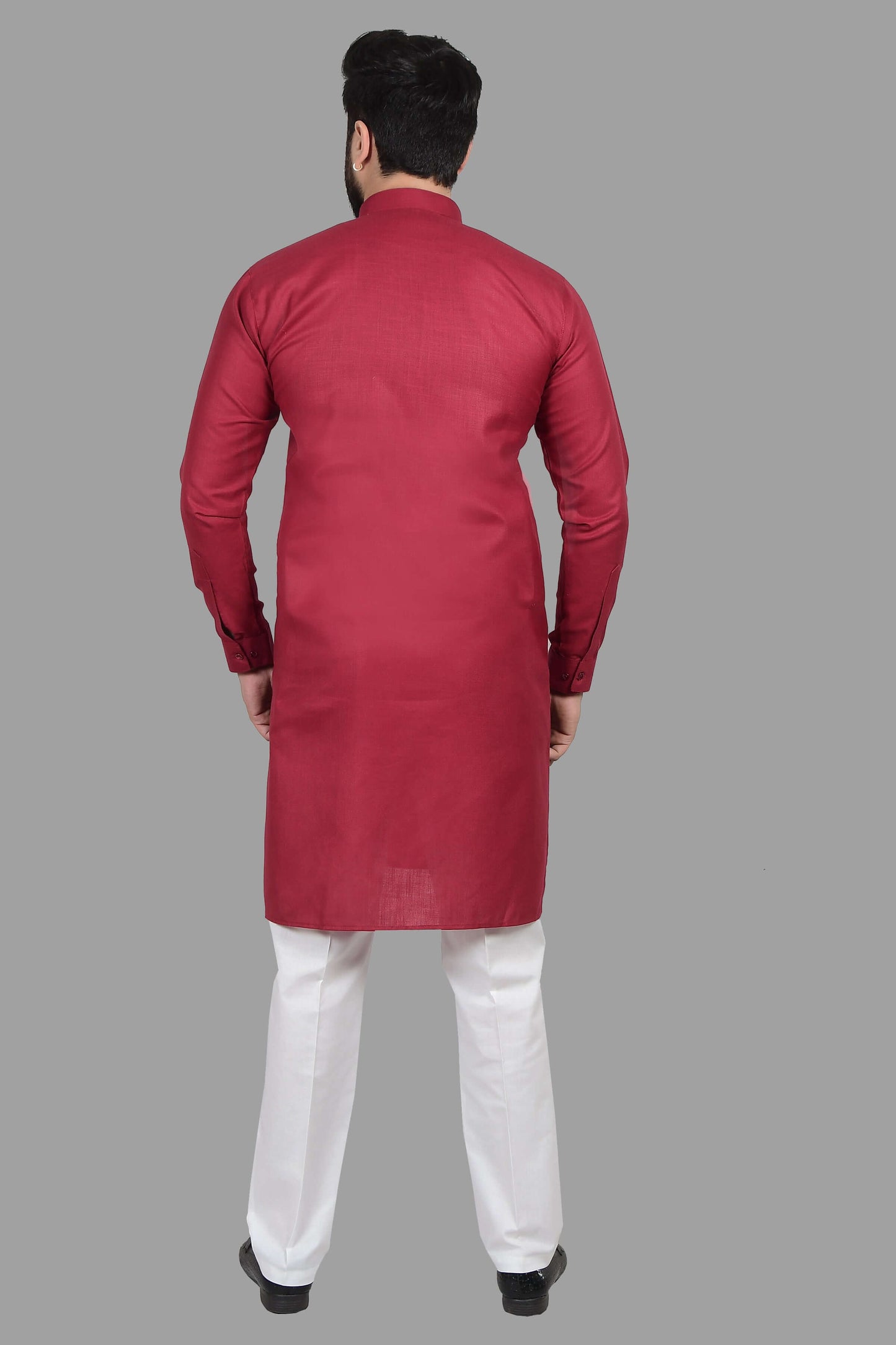 Red Cotton Kurta Set for Men, perfect for election campaign, weddings, festivals, casual outings or even dailywear. Shop this men's kurta set on Crease India Website.