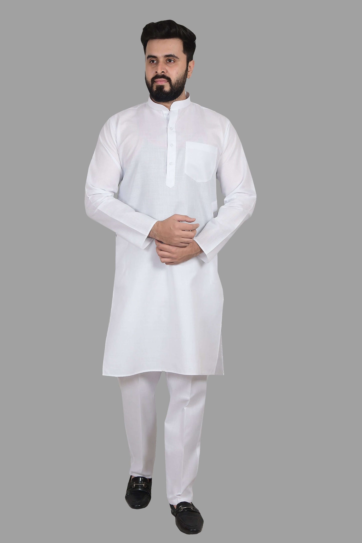 White Cotton Kurta for Men, perfect for election campaign, weddings, festivals, casual outings or even dailywear. Shop this cotton kurta for men on Crease India Website.