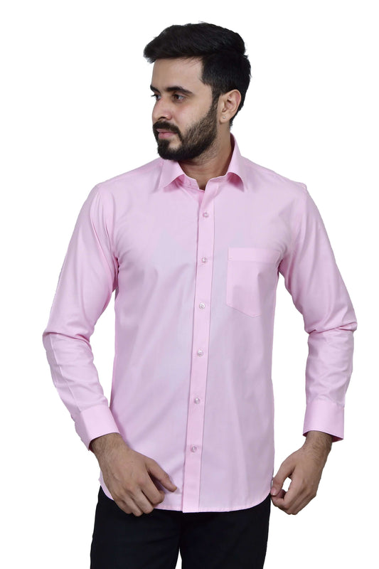 Solid Pink Cotton Shirt for Men, perfect for daily office wear, business meetings, formal events, & even semi-formal events. Shop this solid pink cotton shirt for men on Crease India Website.