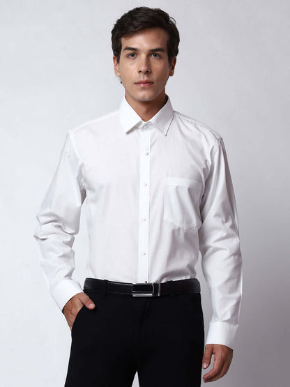 Plain Cotton White Shirt for Men, perfect for daily office wear, business meetings, formal events, & even semi-formal events. Shop this plain white cotton shirt for men on Crease India Website.