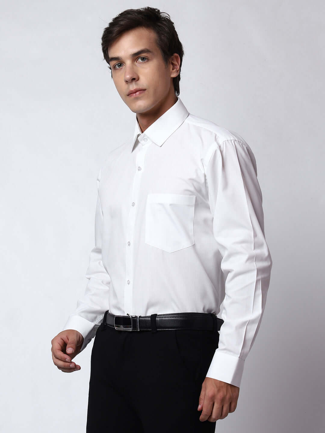 Plain Cotton White Shirt for Men, perfect for daily office wear, business meetings, formal events, & even semi-formal events. Shop this plain white cotton shirt for men on Crease India Website.