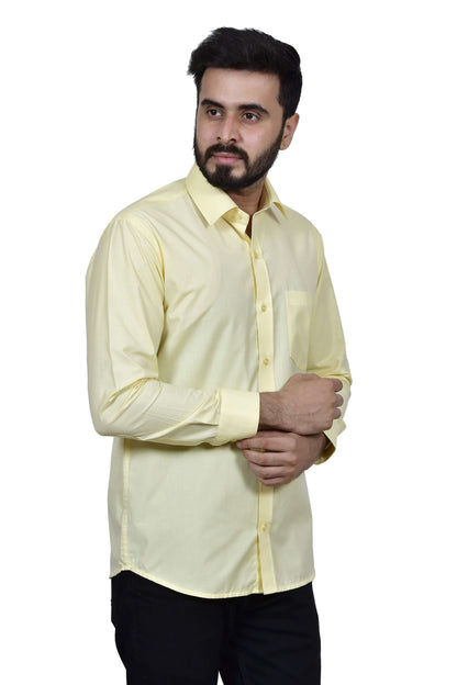 Solid Yellow Cotton Shirt for Men, perfect for daily office wear, business meetings, formal events, & even semi-formal events. Shop this solid yellow cotton shirt for men on Crease India Website.